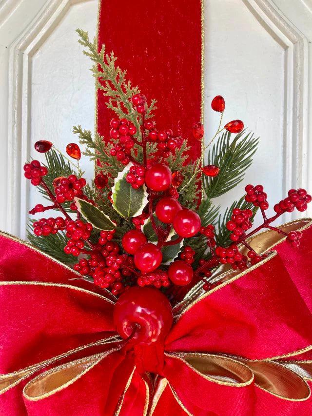 Escapulário Laço Natalino de Veludo para Porta de Entrada – 2,10m x 40cm